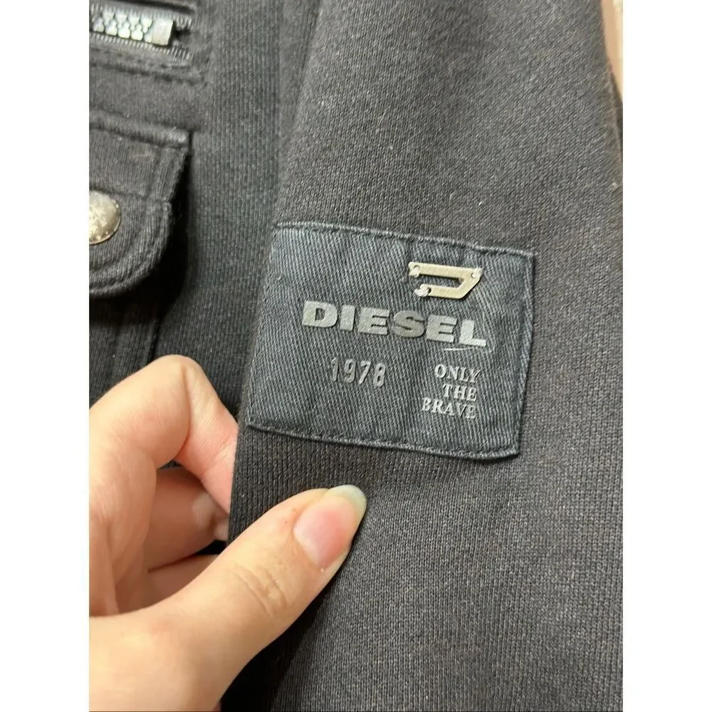 DIESEL Four Pocket Quilted Insulated Vintage Inspired Black Jacket Men's Medium